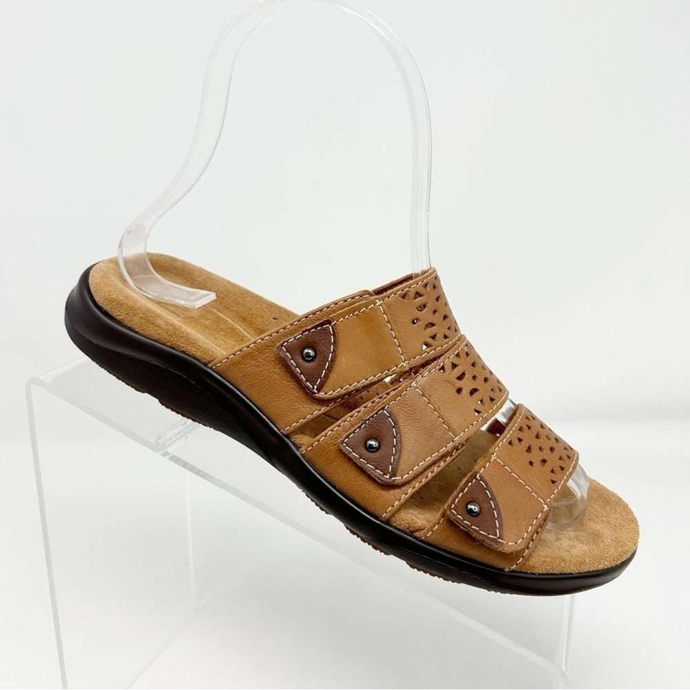 Clarks Artisan Kilty Walk Brown Strappy Slip On Sandals Size 5.5 Casual Travel